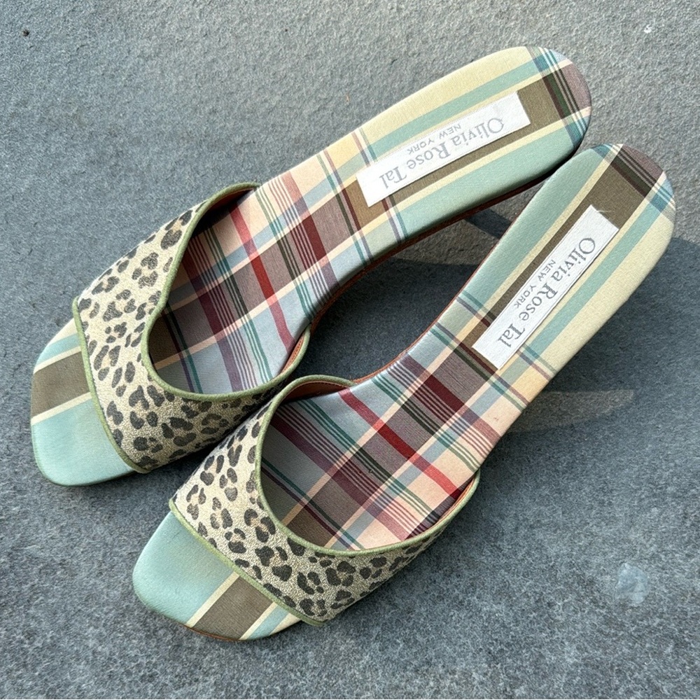 Olivia Rose Tal Brown & Cream Mules Size 11